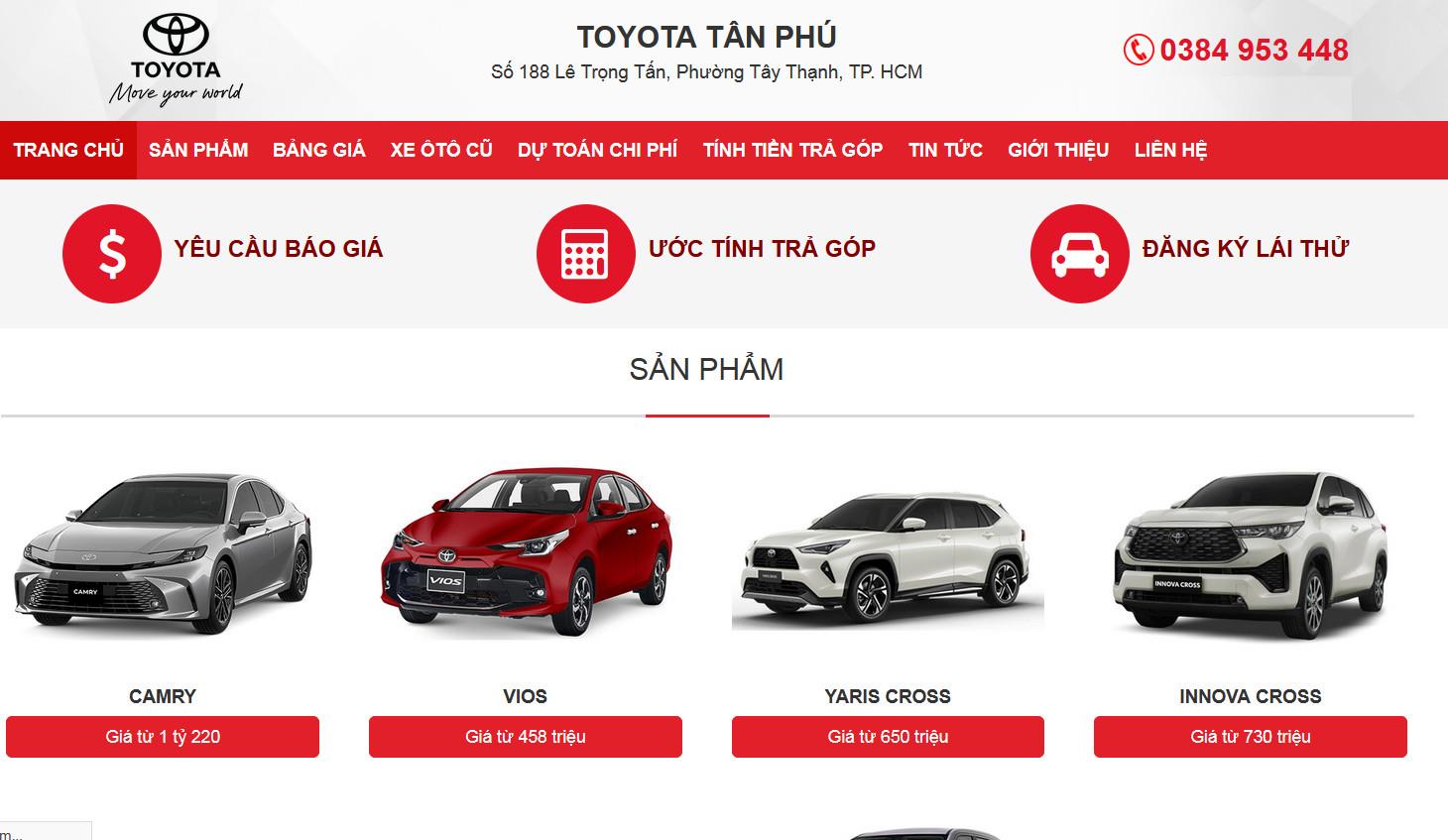 Mẫu web Toyota