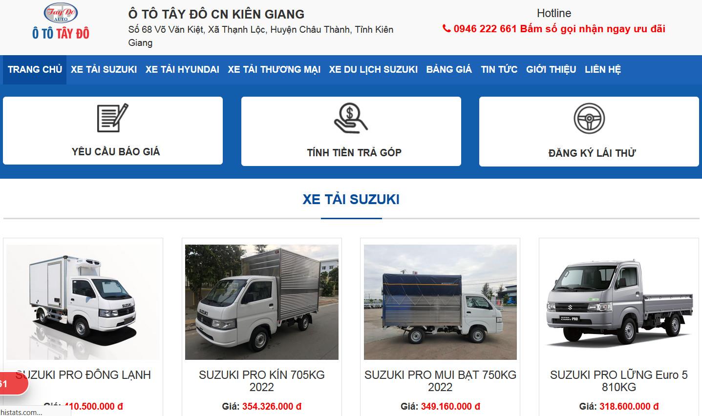 Mẫu web Sale xe tải