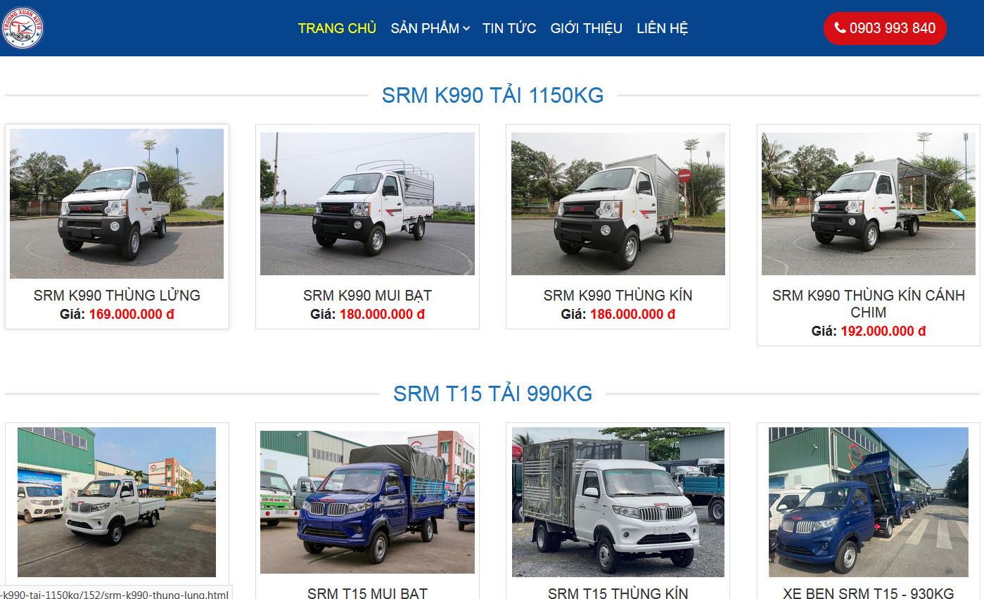 Mẫu web Sale xe tải