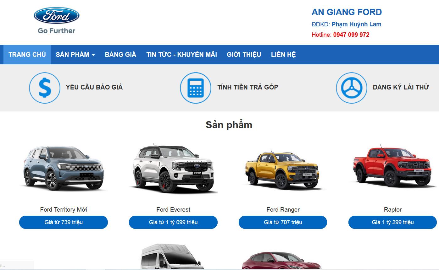 Mẫu web Ford